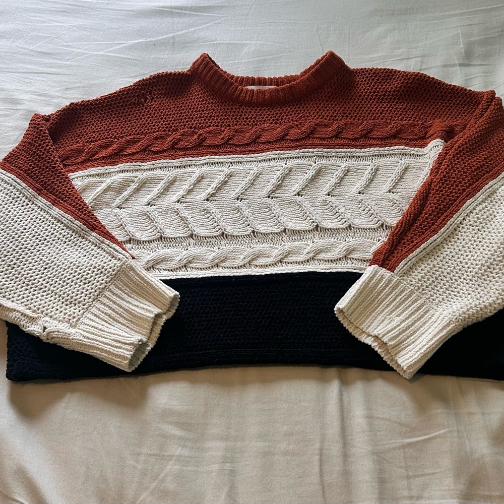 Planet Gold Multicolor Cable Knit Sweater